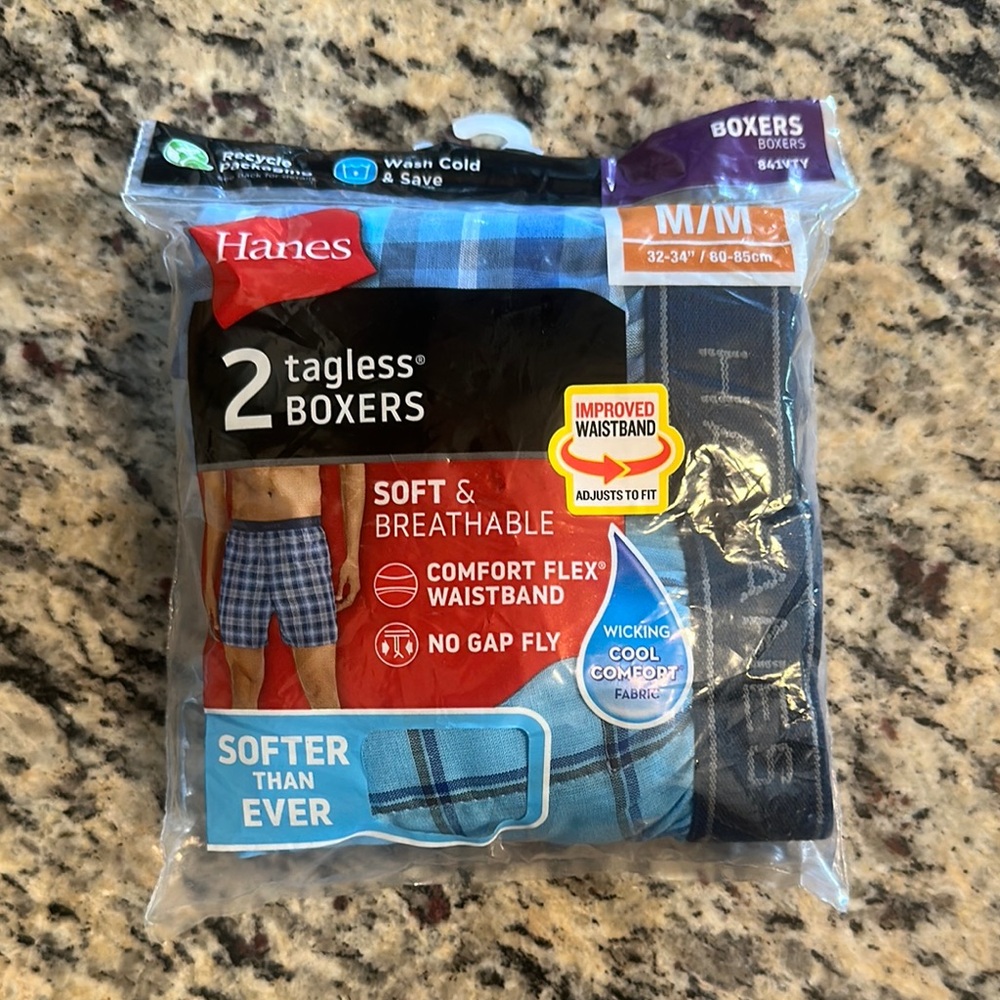 Hanes Blue Boxers Comfortable Everyday Wear